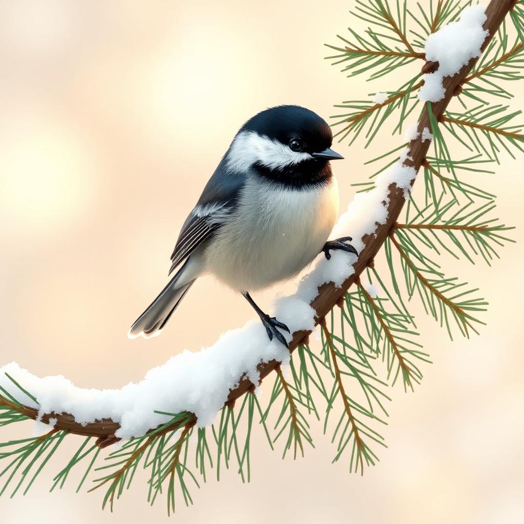 Mésange à tête noire en hiver